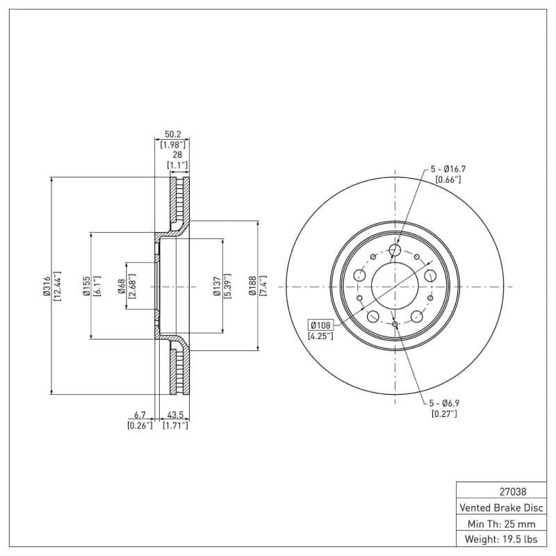 DFC — DFC 03-09 Volvo S60/XC90 Front GeoSPEC Coated Rotor
DFC Brake Rotor - view 2