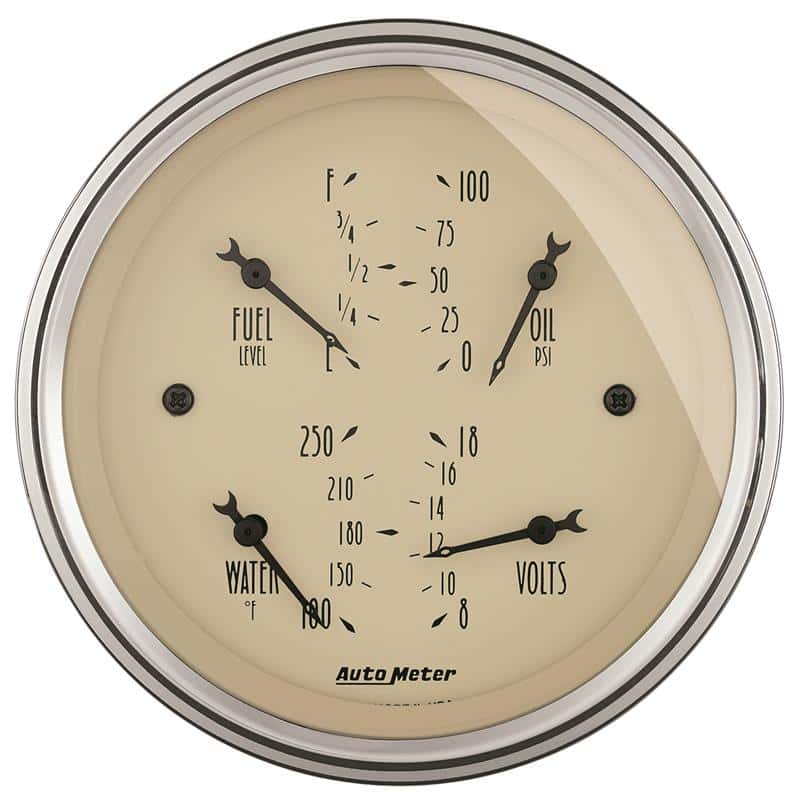 AutoMeter — AutoMeter Gauge Quad 3-3/8in. 0 Ohm(e) to 90 Ohm(f)Elec Antique Beige
GA 3.4" QUAD 0-90 AB - view 1