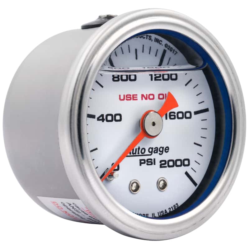 AutoMeter — Autometer AutoGage 1.5in Liquid Filled Mechanical 0-2000 PSI Fuel Pressure Gauge - White
Ga Press 2000psi Wht - view 2