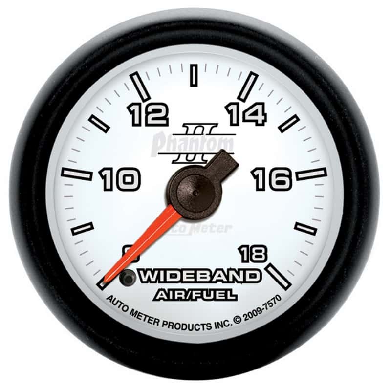 AutoMeter — Autometer Phantom II 52mm Full Sweep Electronic 8:1-18:1 AFR Wideband Air/Fuel Ratio Analog Gauge
2-1/16" ANALOG WIDEB - view 1