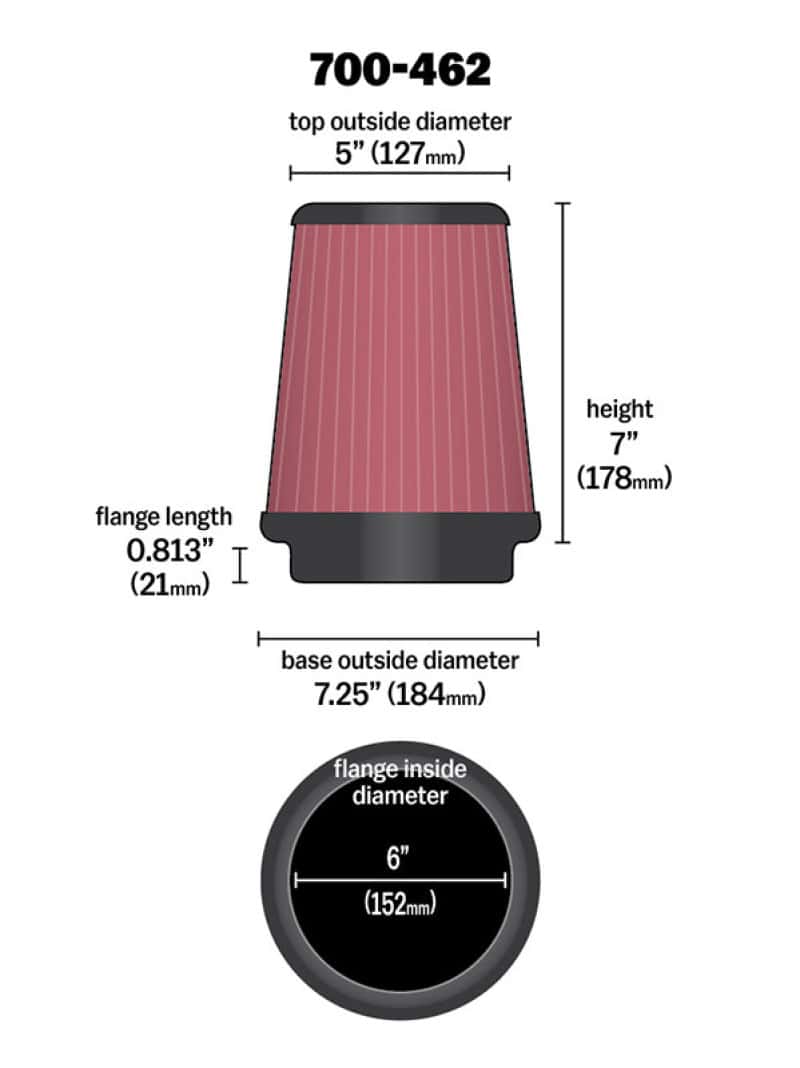 Airaid — Airaid Universal Air Filter - Cone 6 x 7-1/4 x 5 x 7 - view 3