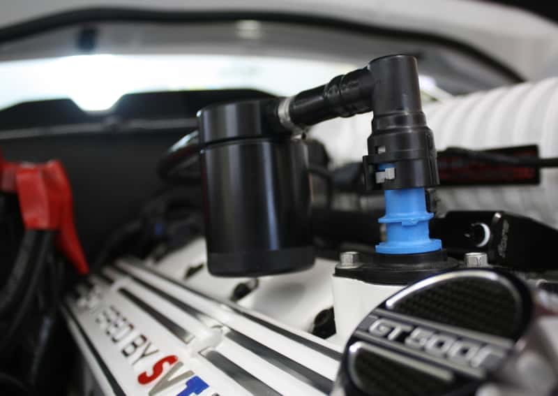 J&L — J&L 07-14 Ford Mustang GT500 Passenger Side Oil Separator 3.0 - Black Anodized
Oil Separator - view 3