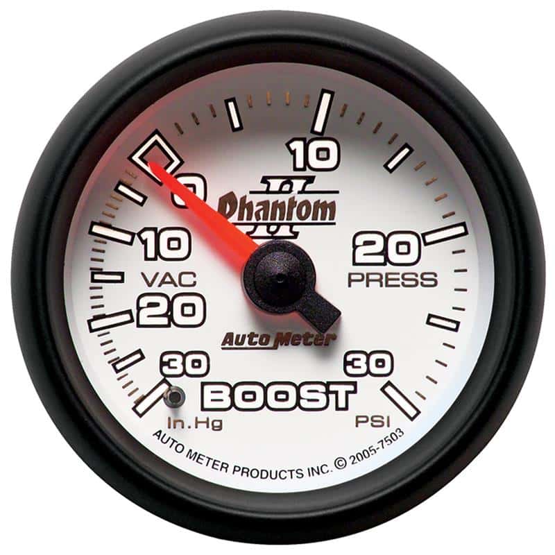 AutoMeter — Autometer Phantom II 52.4mm Mechanical Vacuum / Boost Gauge 30 In. HG/30 PSI
2-1/16" BOOST-VAC, 3 - view 2