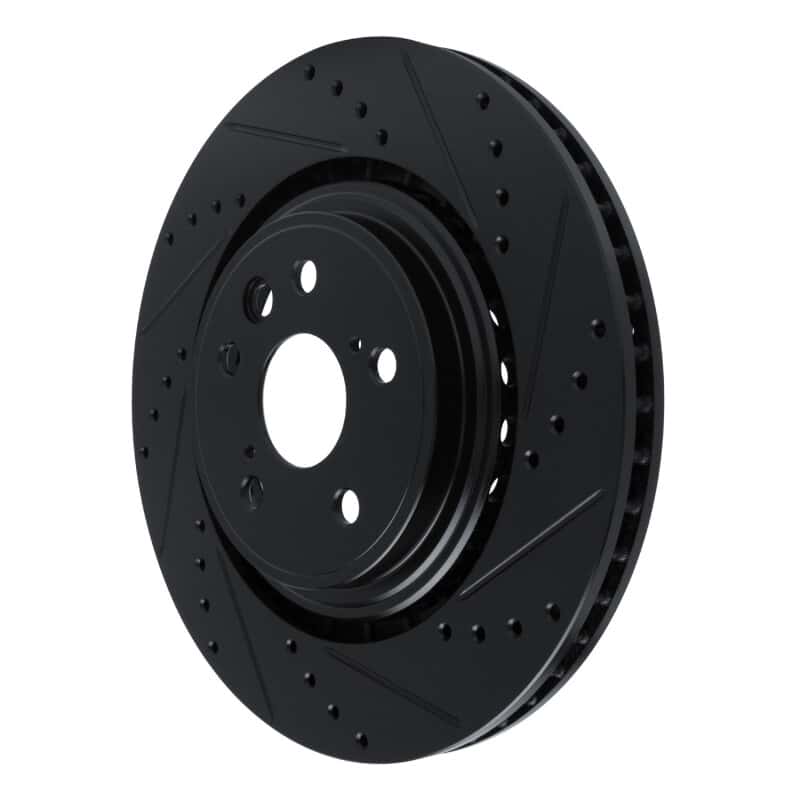 R1 Concepts — R1 20-25 Lexus RX350 Front Right Drilled & Slotted Black Brake Rotor - view 2