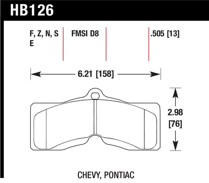 Hawk Performance — Hawk 78-82 Chevy Corvette HT-10 Performance Front Brake Pads
Disc Brake Pad - view 1