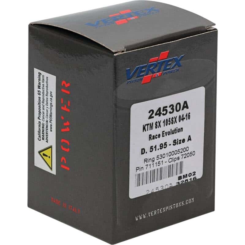 Vertex Pistons — Vertex Piston 04-11 KTM 105 SX 105cc Cast Race Evolution Stroker Piston Kit 112cc 15mm - view 5