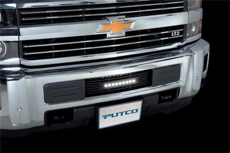 Putco — Putco 15-19 Chevy Silv HD SS Black Bar Design Bumper Grille Insert w/ Curved Flush 10in Light Bar
BmprValanceGrilleIns - view 3