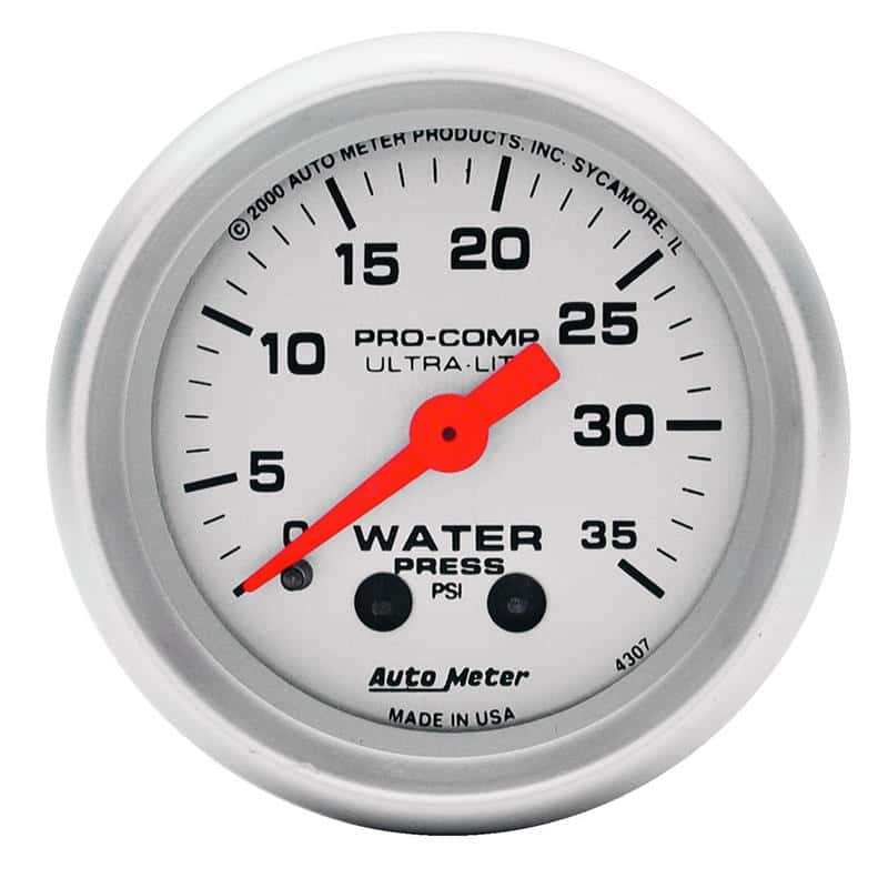 AutoMeter — Autometer Ultra-Lite 52mm 35 PSI Mechanical Water Pressure Gauge
2" WATER PRESS, 0-35 - view 2