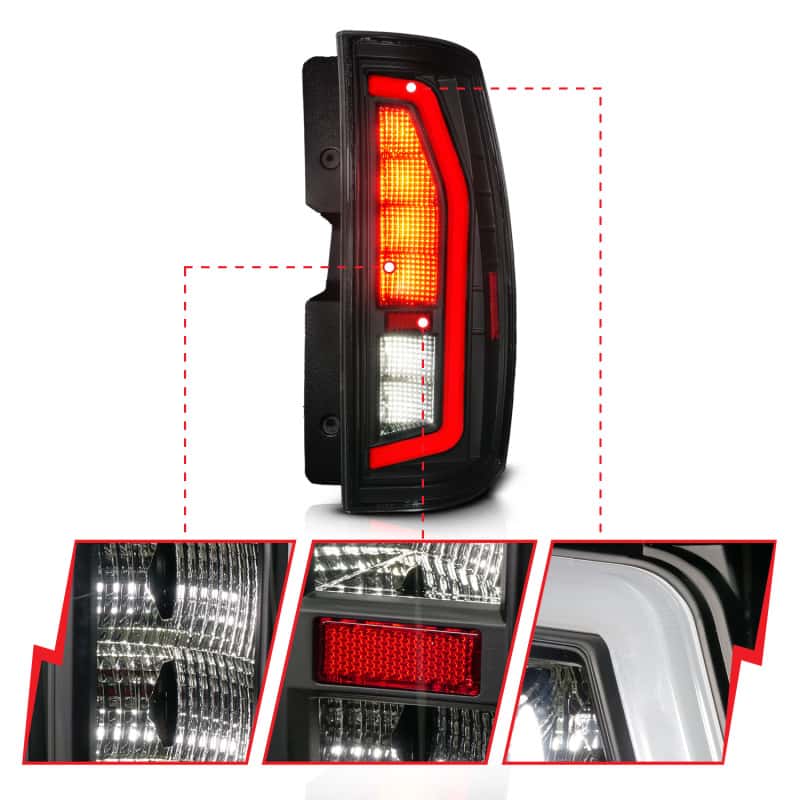 ANZO — Anzo 07-14 Chevrolet Suburban / 07-14 GMC Yukon Black Full LED Tail Light Plank Style w/ Smoke Lens
Tail Light Set - view 3
