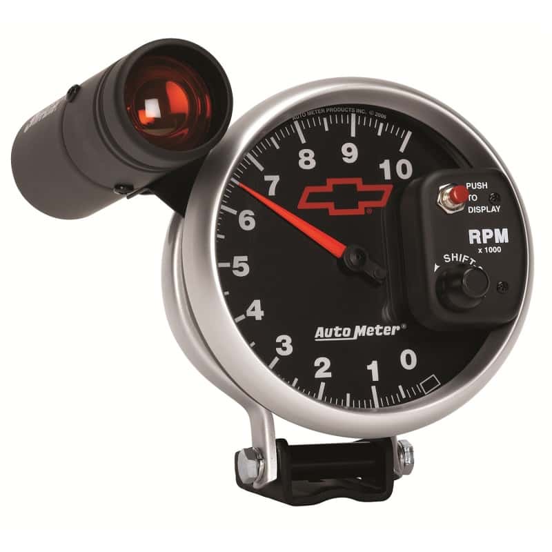 AutoMeter — Autometer GM Bowtie Black 5in 10000 RPM Pedestal Electronic Tachometer w/ Ext Shift Light
5" TACH, 10,000 RPM, - view 10