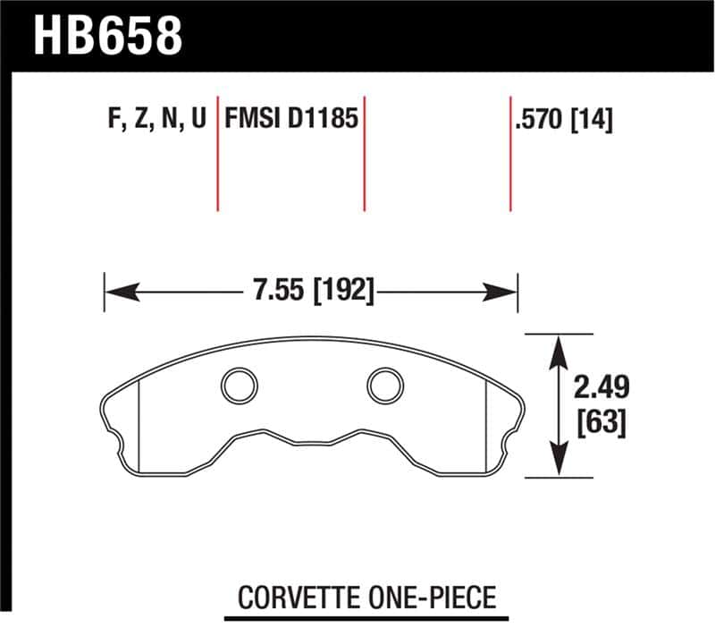 Hawk Performance — Hawk 06-10 Chevy Corvette (Improved Pad Design) Front Ceramic Sreet Brake Pads
Disc Brake Pad - view 1