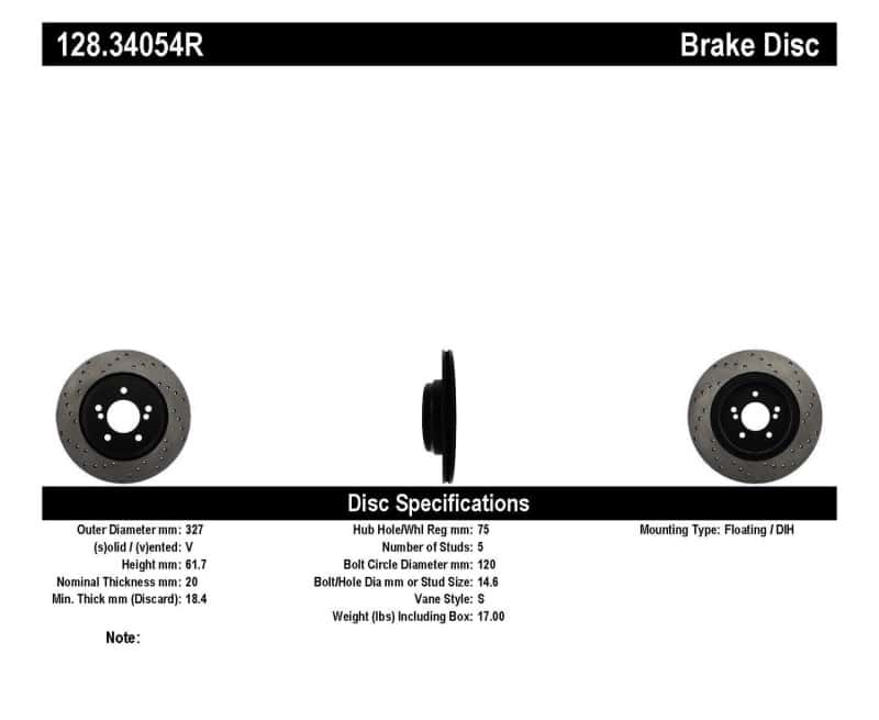 Stoptech — StopTech 01-07 BMW M3 (E46) / 00-04 M5 (E39) Drilled Right Rear Rotor
Cross Drilled Rotor
Disc Brake Rotor - view 6
