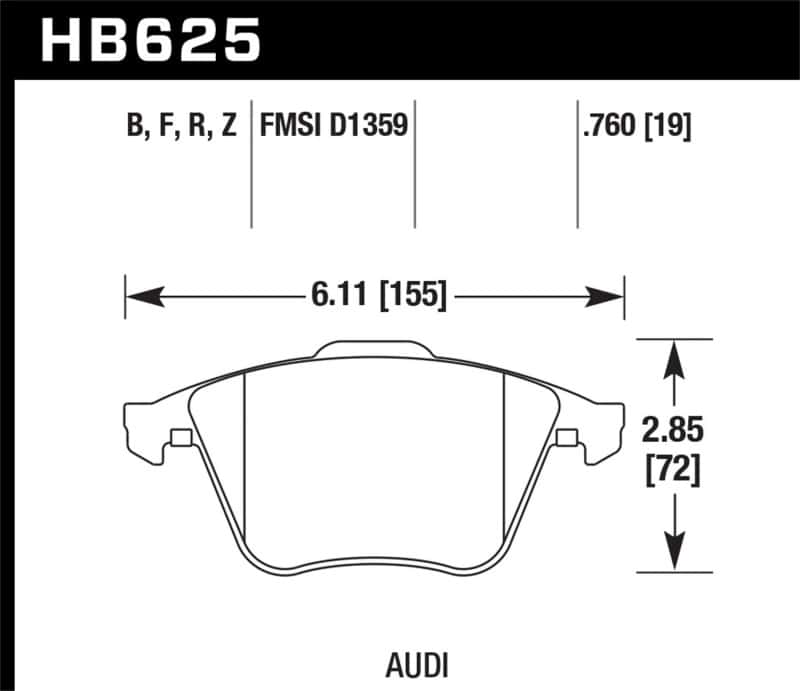 Hawk Performance — Hawk 2001-2010 Audi S3 European HPS 5.0 Front Brake Pads
Disc Brake Pad - view 3