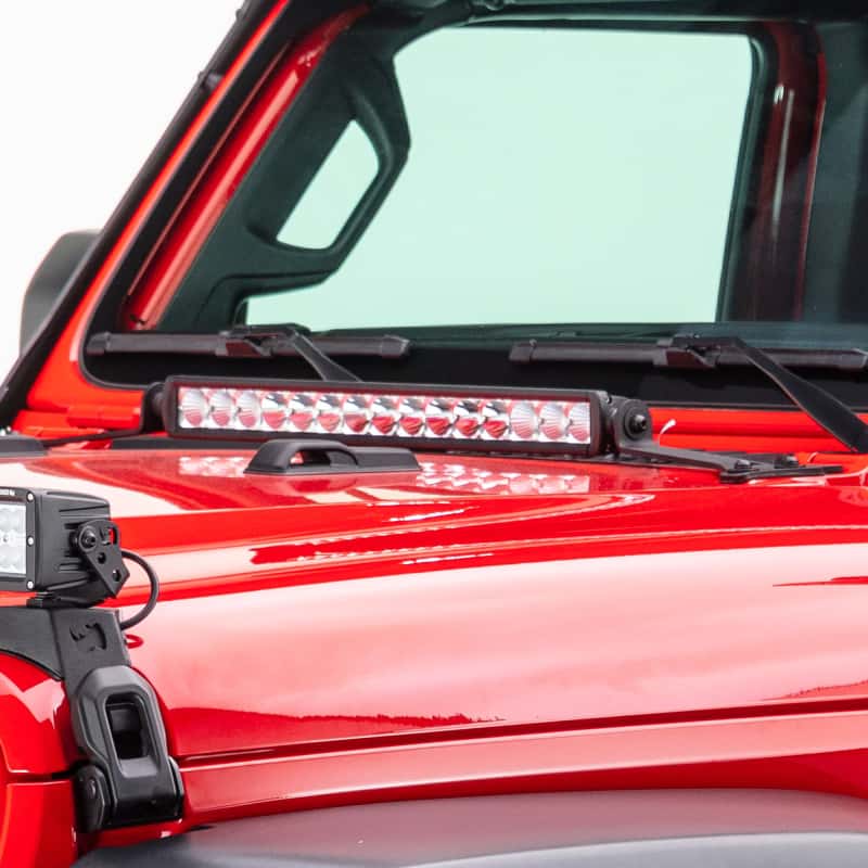 Go Rhino — Go Rhino 18-20 Jeep Wrangler JL/JLU/Gladiator JT Light Mount - 20in Single Row
Hood Hinge Mount - view 2