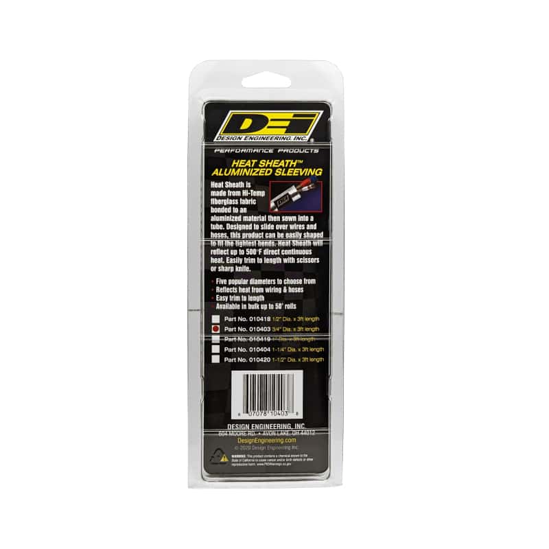 DEI — DEI Heat Sheath 3/4in x 3ft - Aluminized Sleeving - Sewn Edge
Heat Shield Sleeve - view 5