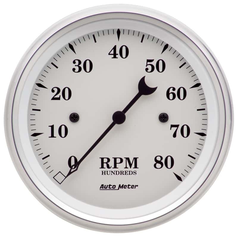 AutoMeter — AutoMeter Gauge Tachometer 3-3/8in. 8K RPM In-Dash Old Tyme White
3-3/8" TACH, 8,000 R - view 1