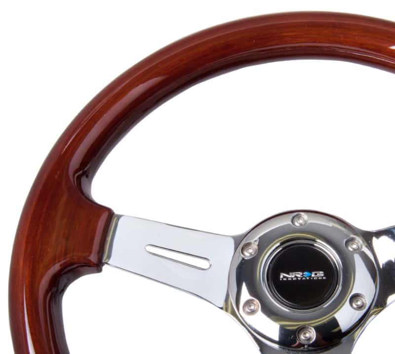NRG — NRG Classic Wood Grain Steering Wheel (330mm) Wood Grain w/Chrome 3-Spoke Center - view 3