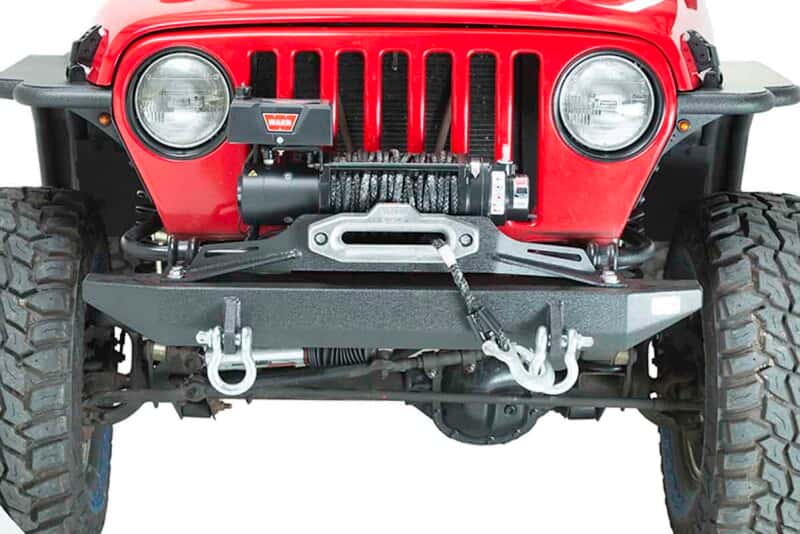 Fishbone Offroad — Fishbone Offroad 97-06 Jeep Wrangler TJ Winch Plate Steel - Black Textured Powdercoat Piranha Series - view 6