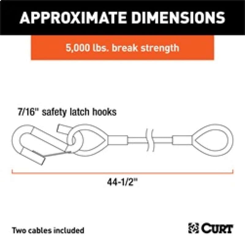 RockJock — RockJock Curt Towing Safety Cable Kit 44 1/2in Long w/ 2 Snap Hooks 5000lbs 2-Pack
Safety Cable - view 4