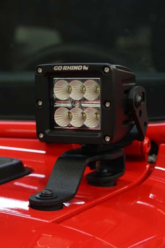 Go Rhino — Go Rhino 18-20 Jeep Wrangler JL/JLU/Gladiator JT Light Mount - 3in Cube
WS Cowl Mount - view 3