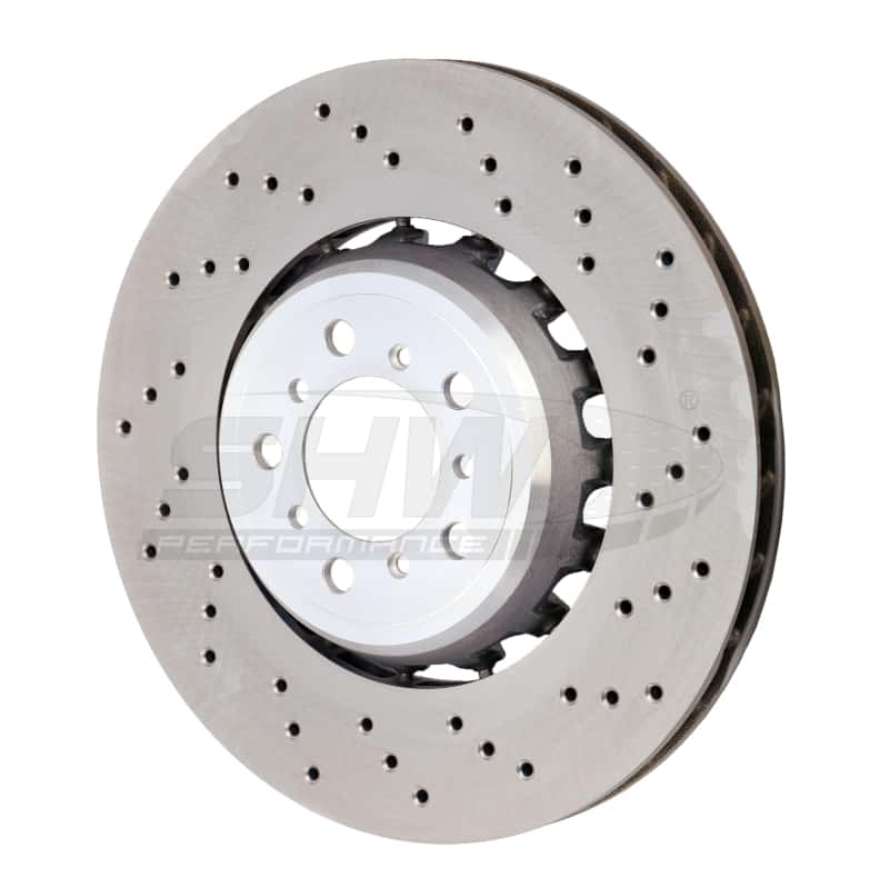 SHW Performance — SHW 15-18 BMW M3 3.0L Right Front Cross-Drilled Lightweight Brake Rotor (34112284810) - view 2