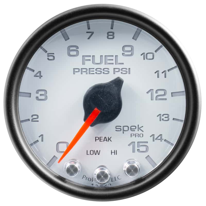 AutoMeter — Autometer Spek-Pro Gauge Fuel Press 2 1/16in 15psi Stepper Motor W/Peak & Warn Wht/Blk
GA 2" FP 15 WCB SPEK - view 4
