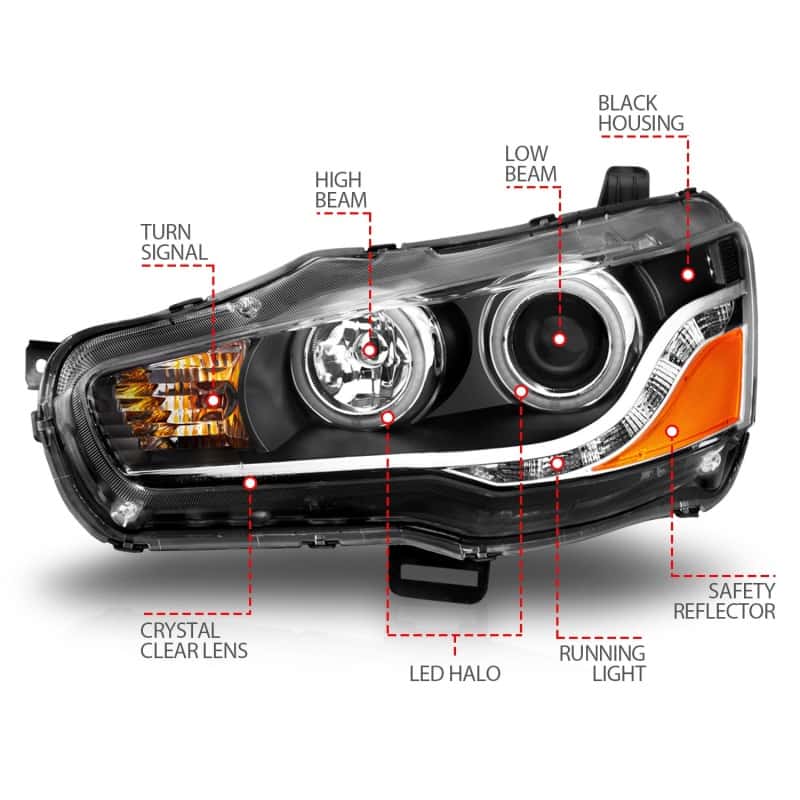 ANZO — ANZO 2008-2015 Mitsubishi Lancer Projector Headlights w/ Halo Black (CCFL)
Head Light Set
HdLtSet - view 5