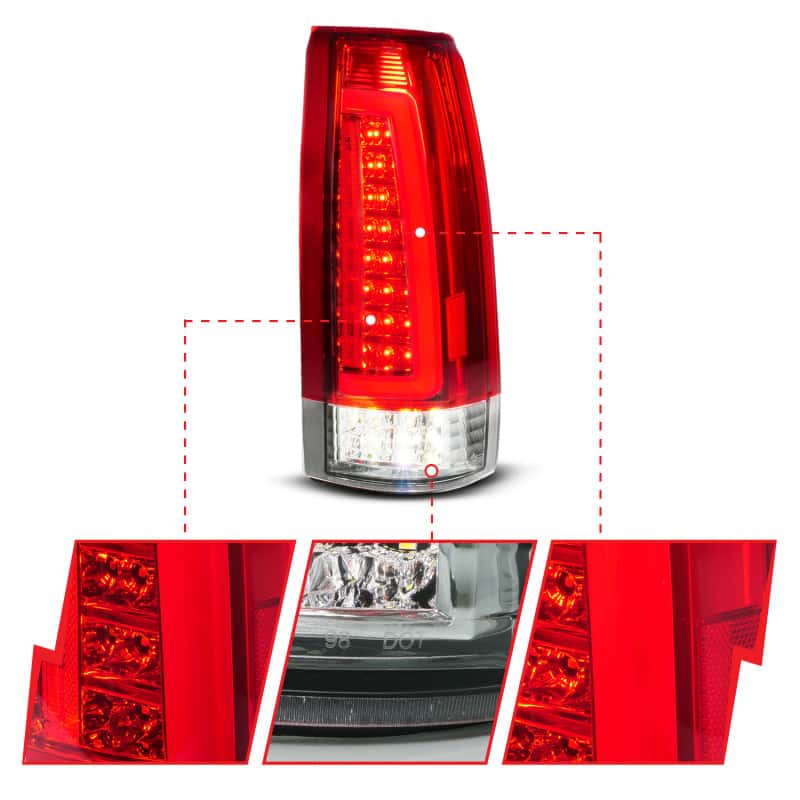 ANZO — ANZO 88-99 Chevy C/K1500/2500/3500 Full LED Light Tube Taillights Chrome Housing Red/Clear Lens
TailLightSet - view 3