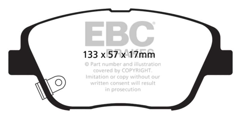 EBC — EBC 10-14 Hyundai Sonata 2.0 Turbo Ultimax2 Front Brake Pads
Disc Brake Pad - view 1