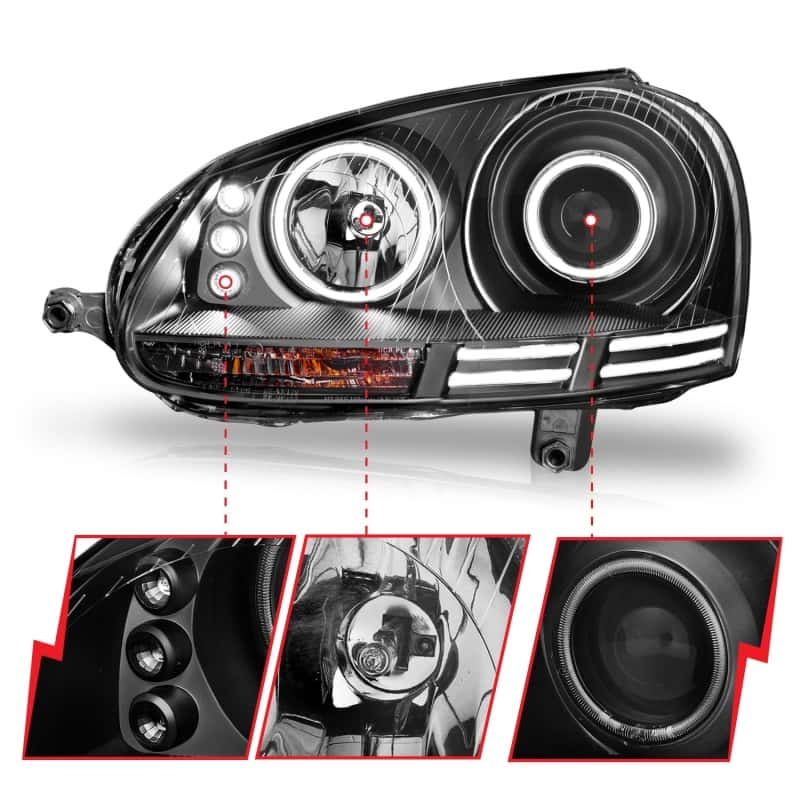 ANZO — ANZO 2006-2009 Volkswagen Rabbit Projector Headlights w/ Halo Black (CCFL)
Head Light Set
HdLtSet - view 4