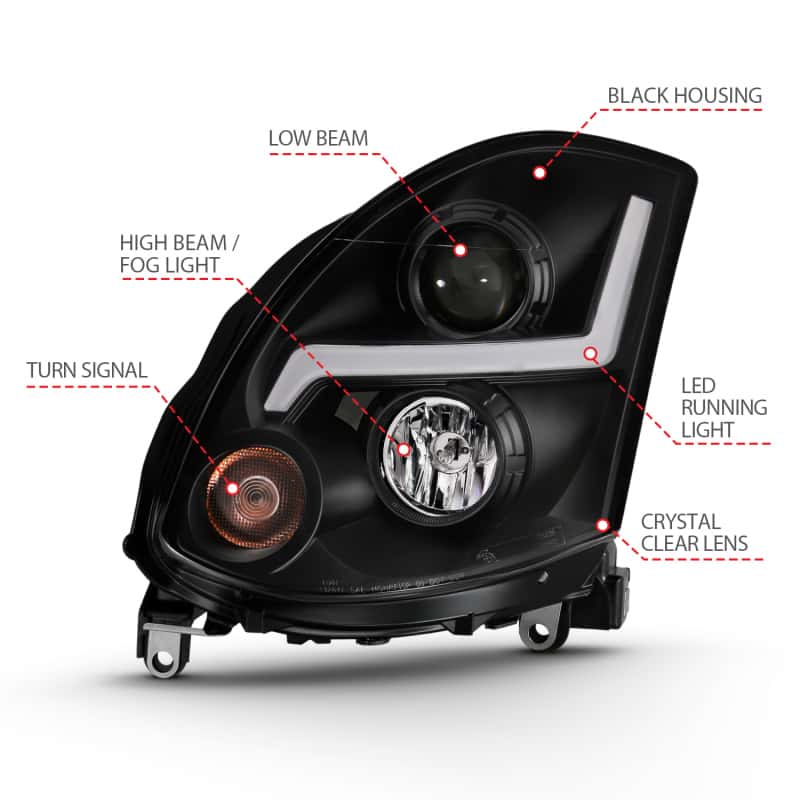 ANZO — ANZO 2003-2007 Infiniti G35 Projector Headlight Plank Style Black (HID Compatible, No HID Kit )
Head Light Set
HdLtSet - view 10
