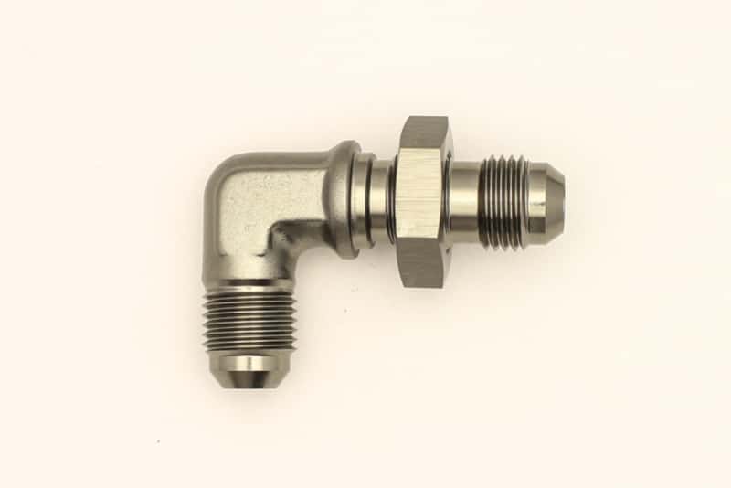 DeatschWerks — DeatschWerks 6AN Male Flare To 6AN Male Flare Bulkhead Adapter 90-Degree (Incl. Nut) - view 4