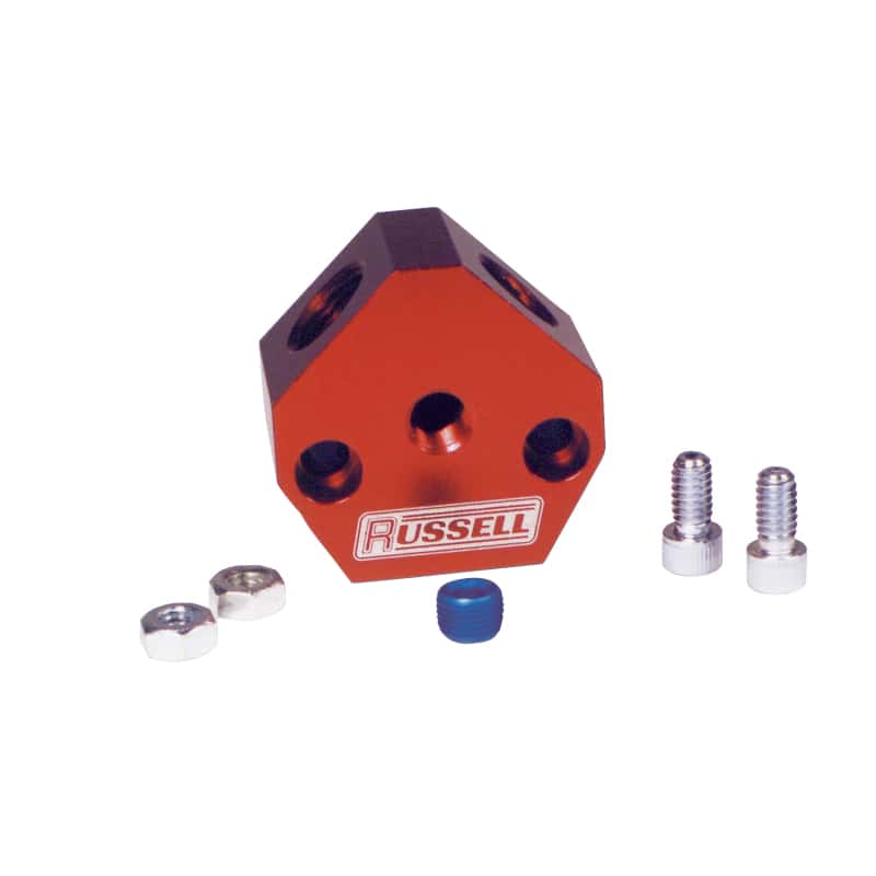 Russell — Russell Performance Billet Aluminum Y-Block w/ 3/8in inlet & outlet
Fuel Block - view 2