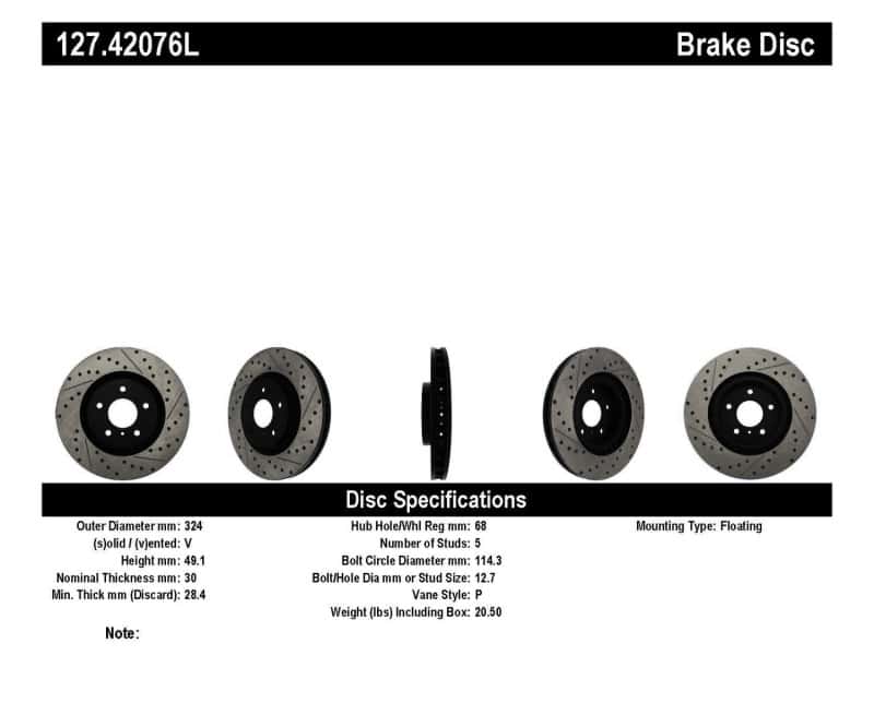 Stoptech — StopTech Slotted & Drilled Sport Brake Rotor
Disc Brake Rotor
Slot/Drill Rotor - view 6