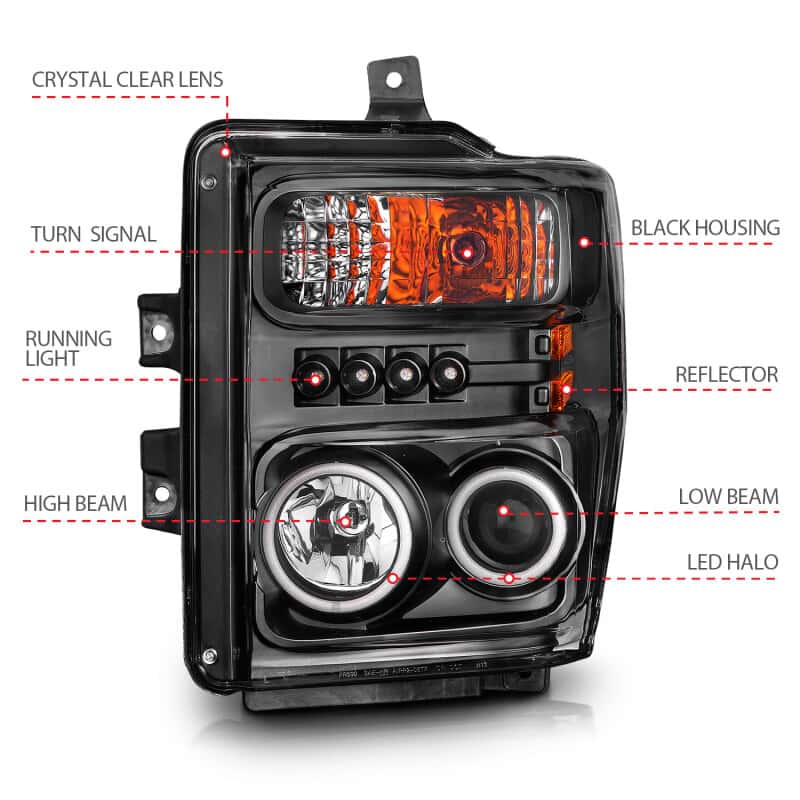 ANZO — ANZO 2008-2010 Ford F-250 Projector Headlights w/ Halo Black (CCFL)
Head Light Set
HdLtSet - view 11
