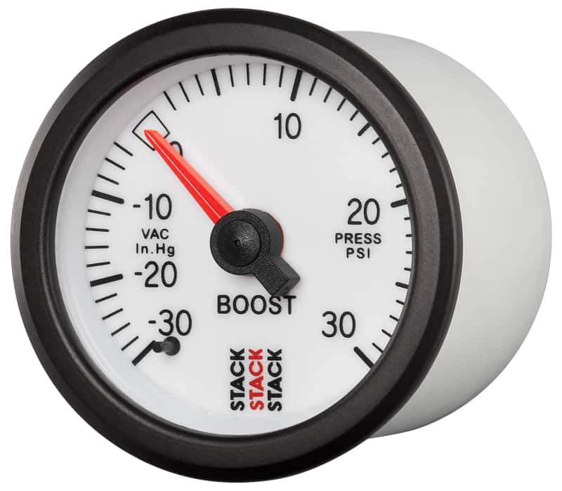 AutoMeter — Autometer Stack 52mm -30INHG to +30 PSI (Incl T-Fitting) Mechanical Boost Pressure Gauge - White
Ga Bst Mech Wt 30psi - view 2