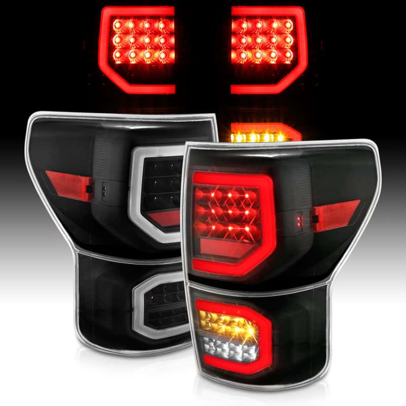 ANZO — ANZO 2007-2013 Toyota Tundra LED Taillights Plank Style Black w/Clear Lens - view 6