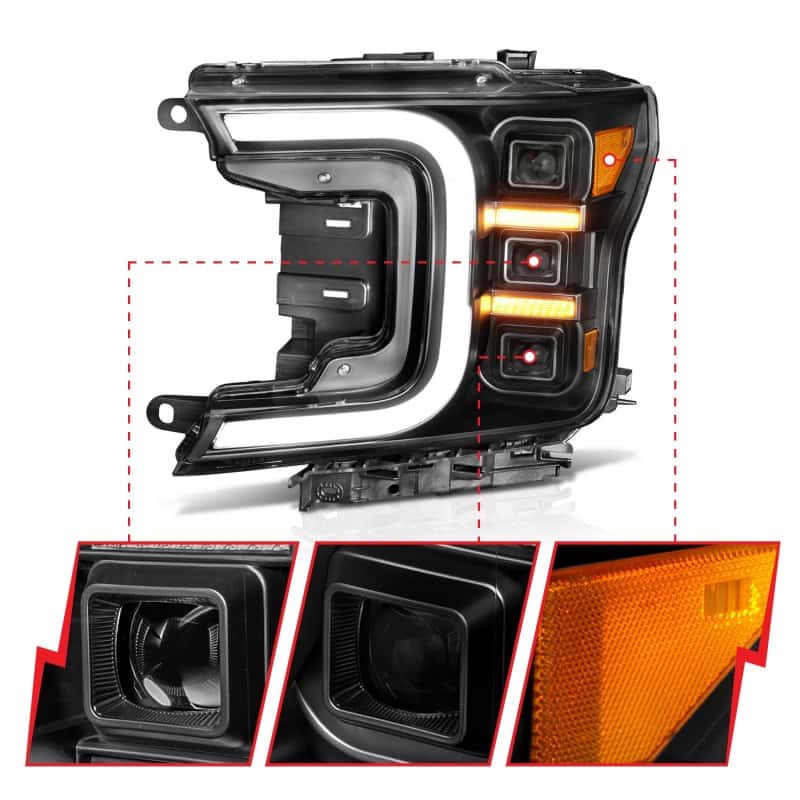 ANZO — ANZO 18-20 Ford F-150 Full Led Projector Smoke Bar Style Headlights Black Amber
Head Light Set
HdLtSet - view 3