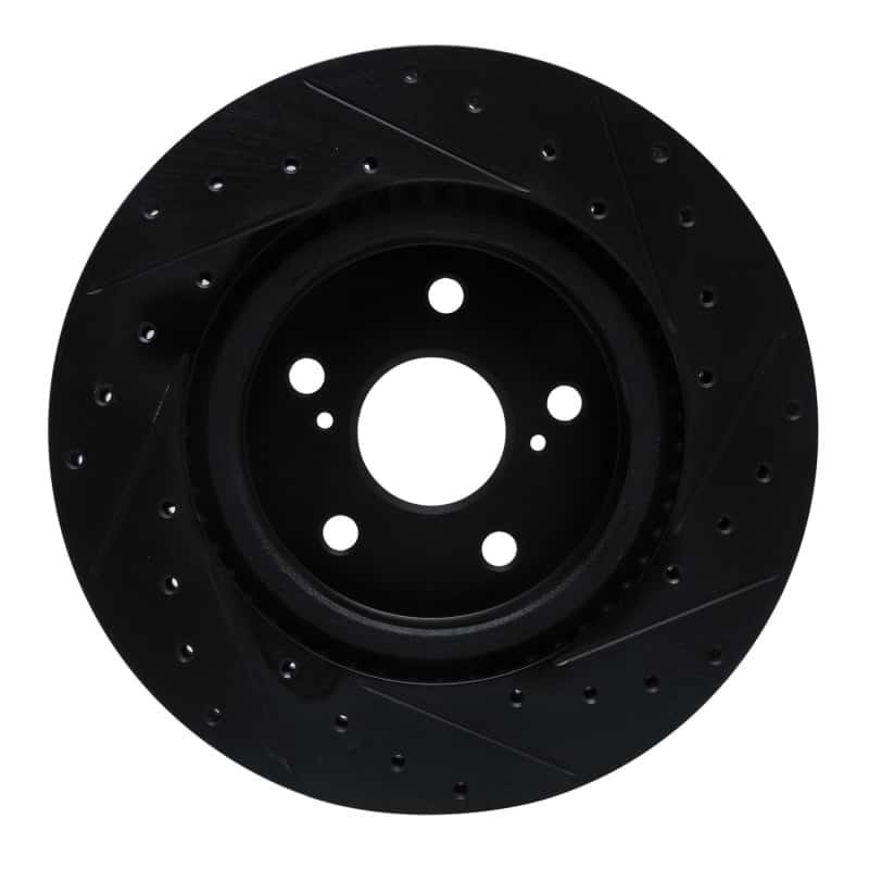 R1 Concepts — R1 18-25 Lexus UX300h Front Left Drilled & Slotted Black Brake Rotor - view 6