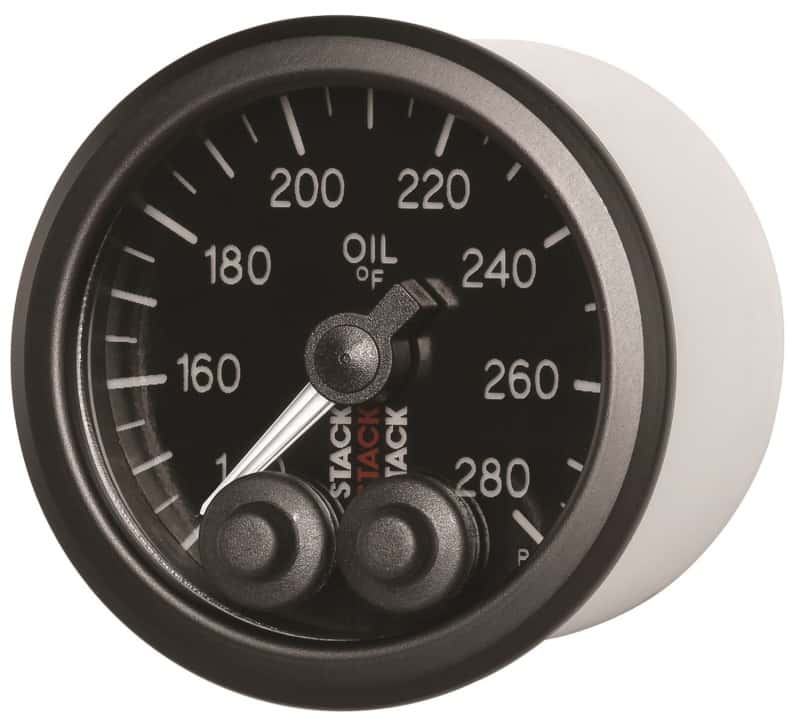AutoMeter — Autometer Stack Instruments 52mm 140-280 Deg F 1/8in NPTF Male Pro Control Oil Temp Gauge - Black
Ga OilT PC Blk 280F - view 3