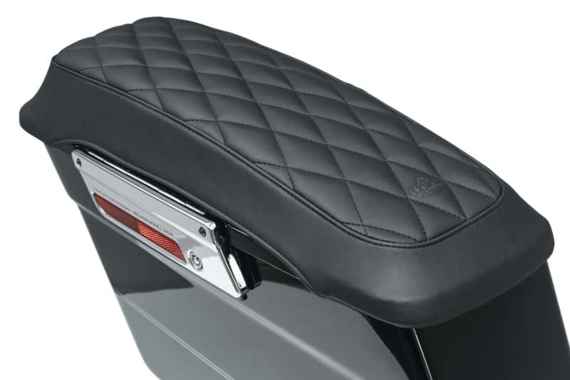 Mustang Motorcycle — Mustang 93-13 Harley FL Touring Saddlebag Lid Covers Diamond Stitch - Black - view 1
