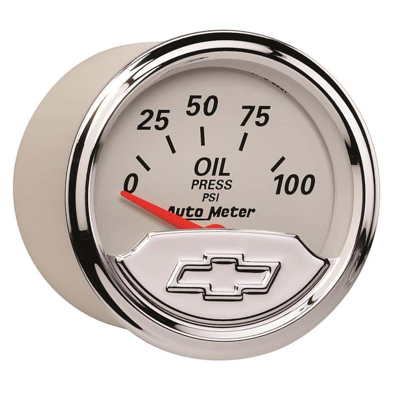 AutoMeter — Autometer Chevy Vintage Bowtie 2-1/16in 0-100PSI Electronic Oil Pressure Gauge
GA 2" OILP ELEC CV - view 3