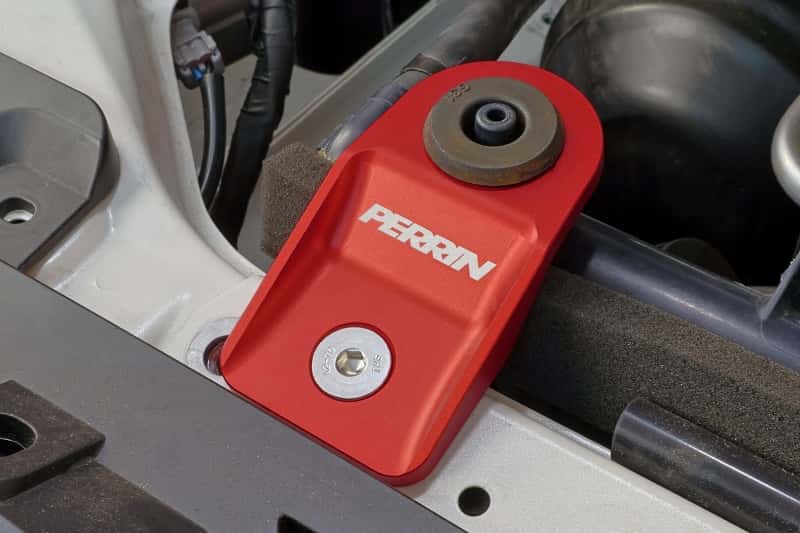 Perrin Performance — PERRIN 08-14 Subaru WRX/STI / 08-11 Impreza / 08-10 Outback Upper Radiator Bracket Set - Red - view 2