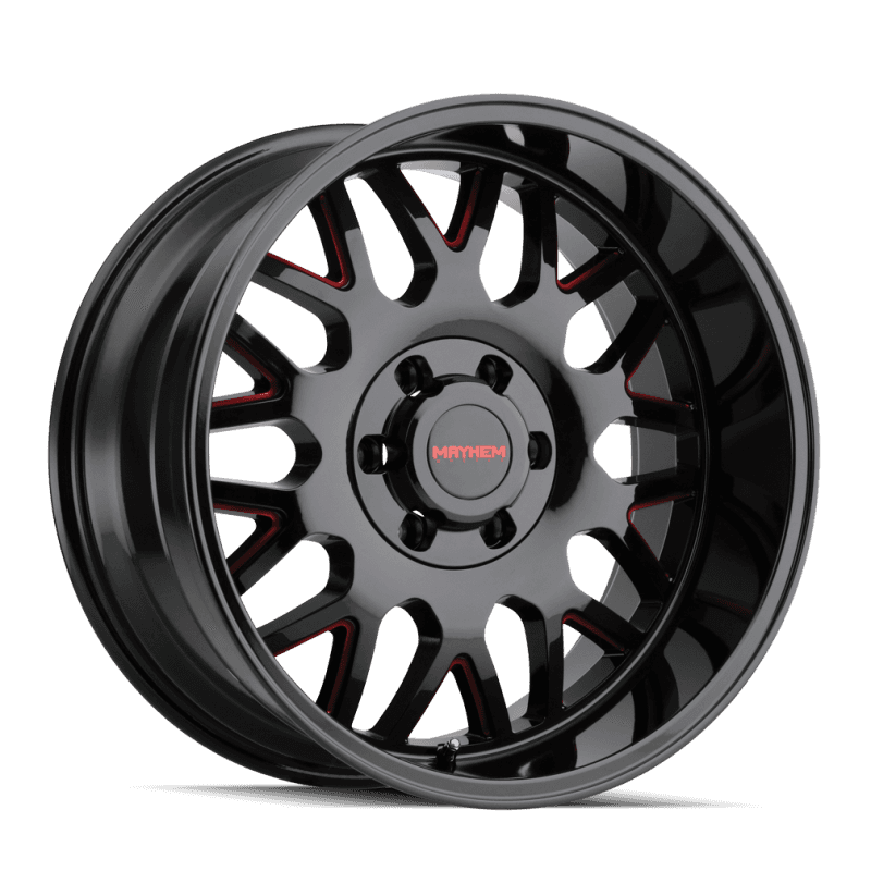 Mayhem — Mayhem 8110 Tripwire 20x9 / 8x165.1 BP / 0mm Offset / 130.8mm Hub Black w/ Prism Red Wheel - view 1