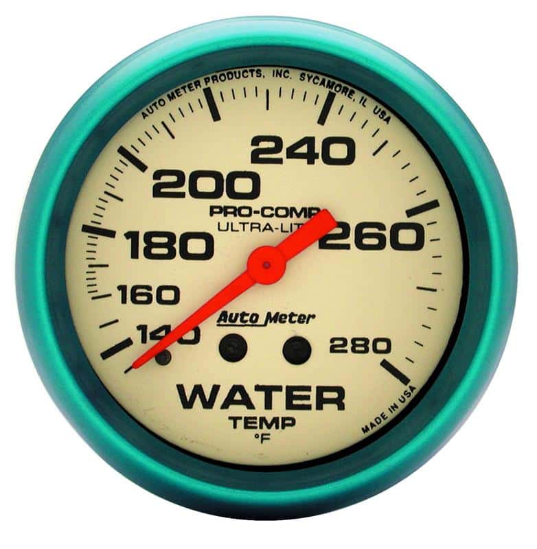 AutoMeter — AutoMeter Gauge Wtemp 2-5/8in. 140-280 Deg. F Liq Filled Mech 4ft. Glow In Dark Ultra-Nite
GA 2.6" WT 280F L UN - view 2