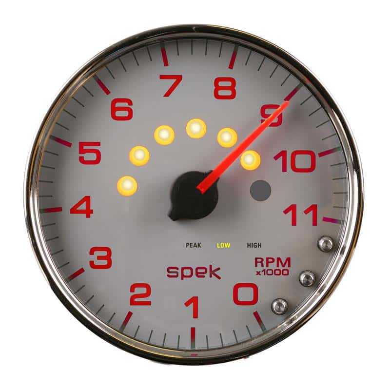 AutoMeter — Autometer Spek-Pro Gauge Tachometer 5in 11K Rpm W/Shift Light & Peak Mem Silver/Chrome
GA 5" 11KRPM SCC SPK - view 1