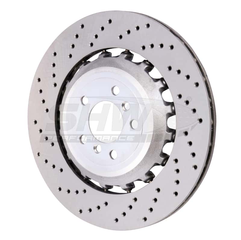 SHW Performance — SHW 11-16 BMW M5 4.4L Left Rear Cross-Drilled Lightweight Brake Rotor (34212284103) - view 2