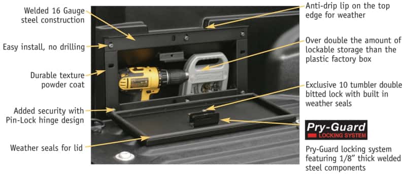 Tuffy Products — Tuffy Toyota Tacoma Truck Bed Security Lockbox
Truck Bed Lockbox - view 8