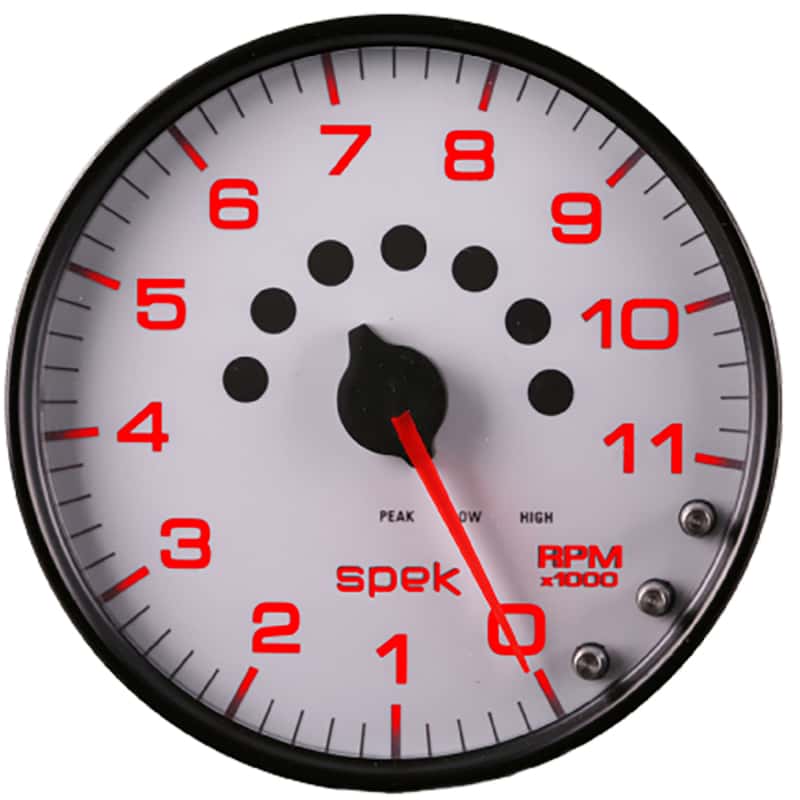 AutoMeter — Autometer Spek-Pro Gauge Tachometer 5in 11K Rpm W/Shift Light & Peak Mem White/Black
GA 5" 11KRPM WCB SPK - view 14