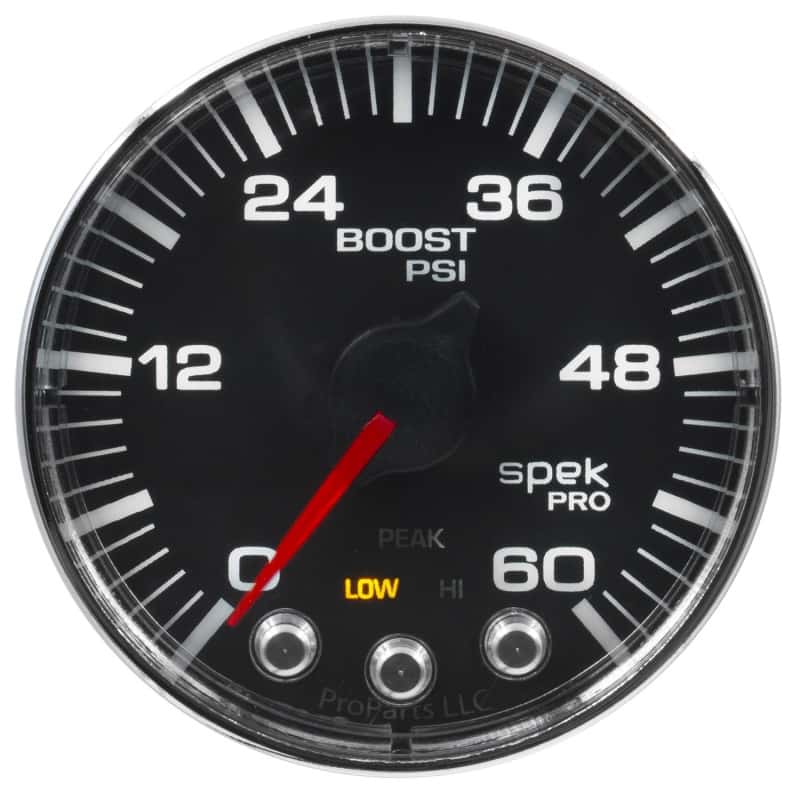 AutoMeter — Autometer Spek-Pro Gauge Boost 2 1/16in 60psi Stepper Motor W/Peak & Warn Blk/Chrm
GA 2" BST 60 BFC SPK - view 5